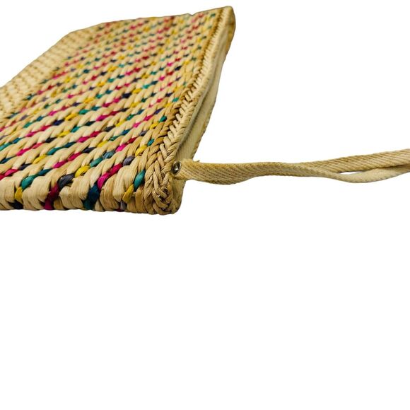 Vintage 70’s Handmade Knit Bamboo Rattan Straw Clutch Bag Handbag Purse Wristlet - Picture 4 of 16